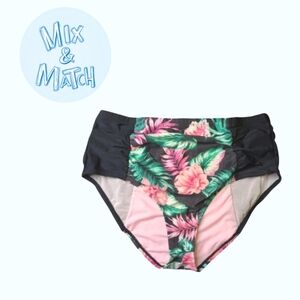 Allure Retro Ruched Color Block Bikini Bottoms Size 16/18